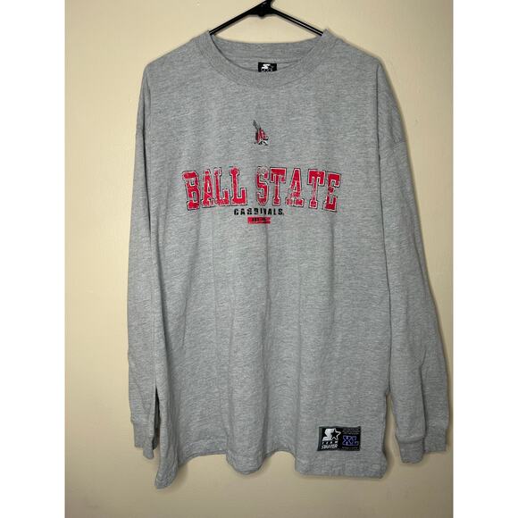 Vintage Men’s XL Team Starter Ball State Cardinals Long Sleeve T-Shirt Logo Tee - Picture 1 of 6